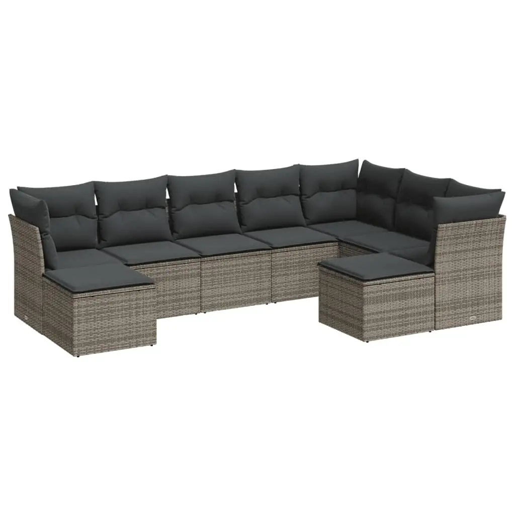 9-Piece Grey Modular Outdoor Sofa Set