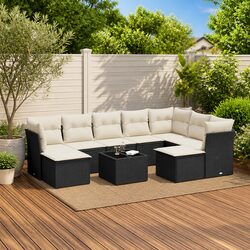 Durable 10 Piece Garden Sofa Set with Storage Cushions