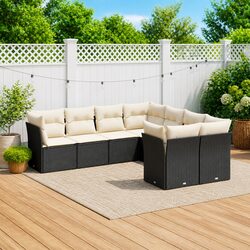 8 Piece Modular Black Poly Rattan Garden Sofa Set