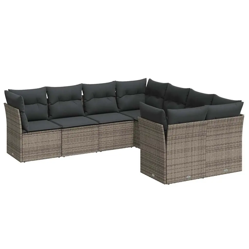 Garden Sofa Set PE Rattan 8 Piece Outdoor Furniture Modular Grey