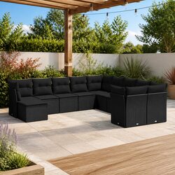 Black Modular 11 Piece Garden Sofa Set for Outdoors