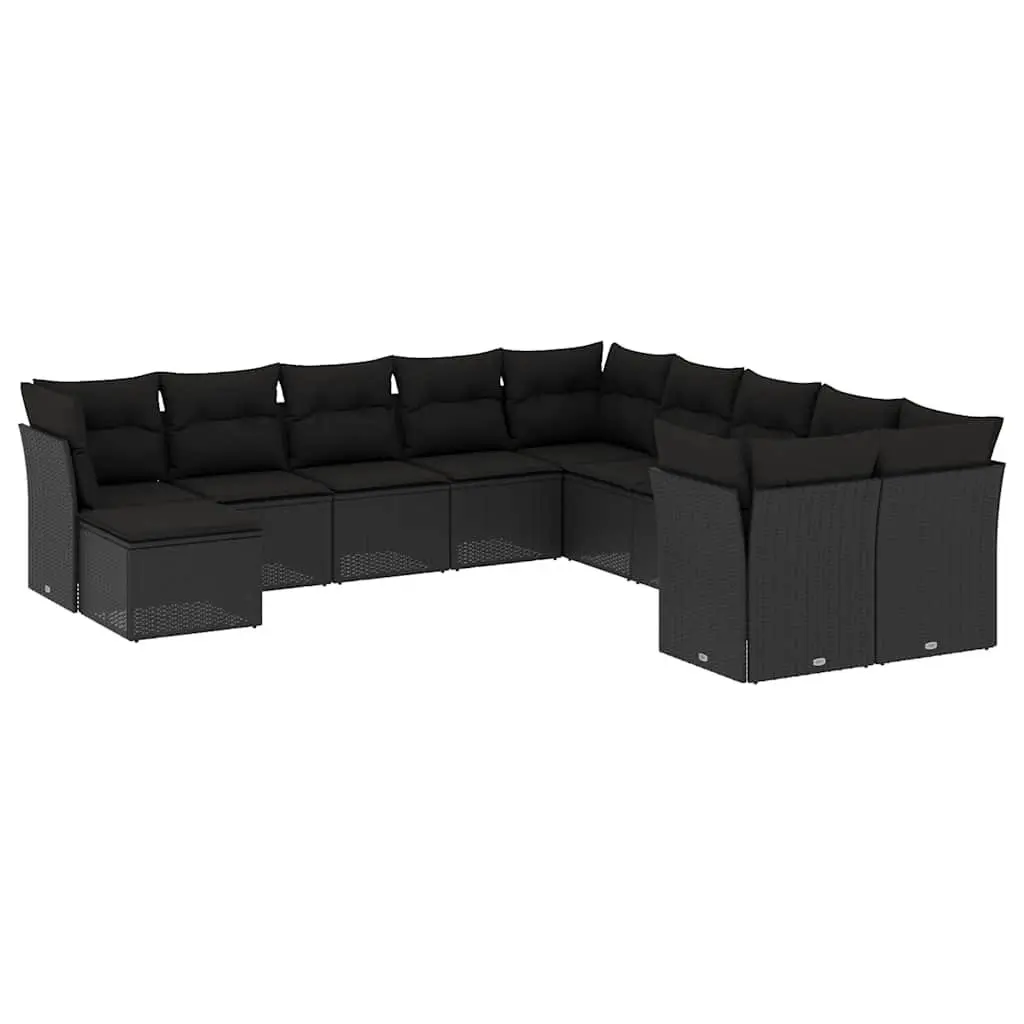 Garden Sofa Set PE Rattan 11 Piece Modular Outdoor Patio Furniture Black