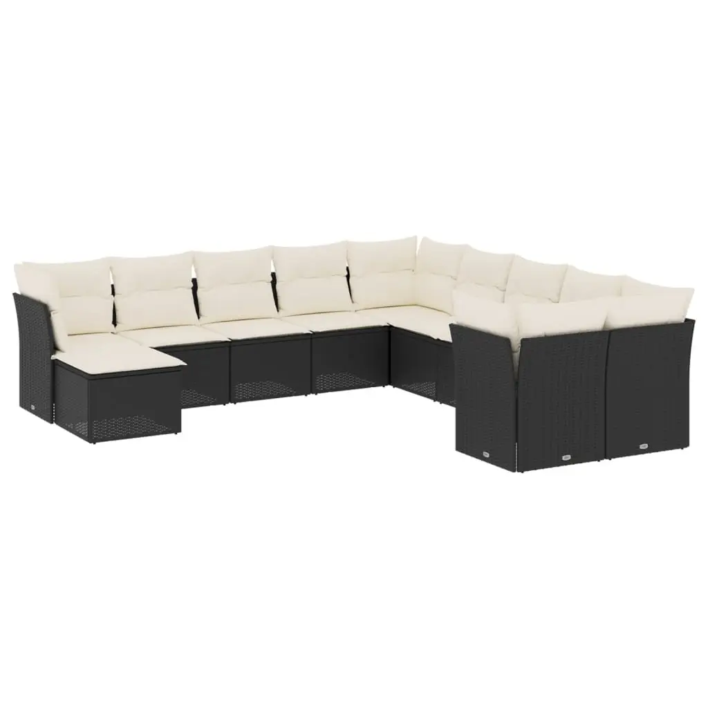 Garden Sofa Set PE Rattan 11 Piece Outdoor Furniture Modular Black