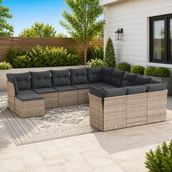 High-Quality 12 Piece Garden Sofa Set in Grey Rattan