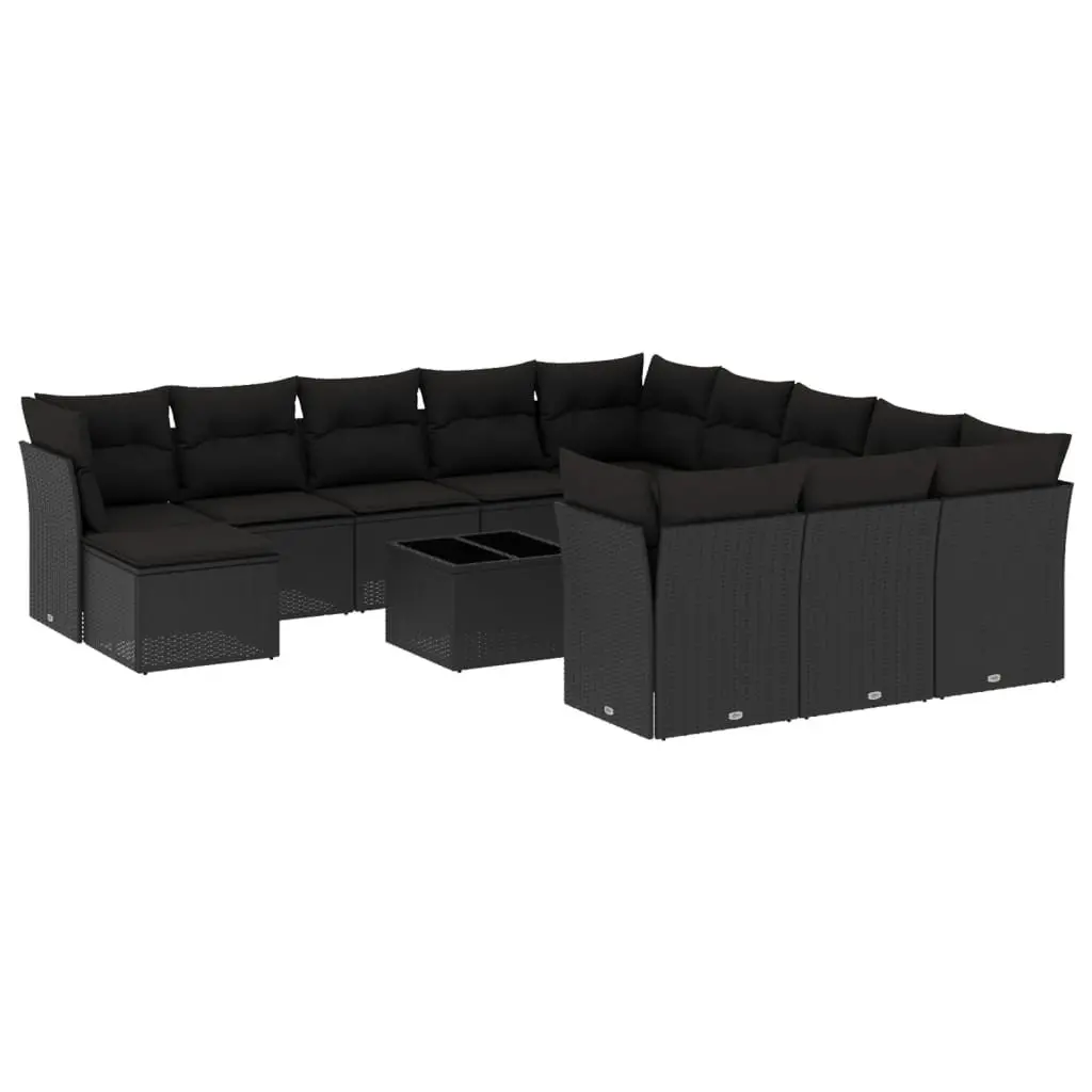 Garden Sofa Set PE Rattan 13 Piece Outdoor Furniture Black Modular Patio