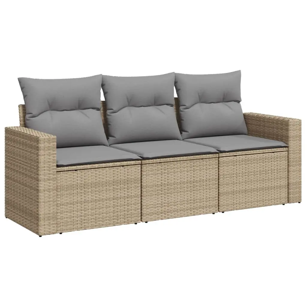 3 Piece Outdoor Sectional Sofa Set PE Rattan Beige