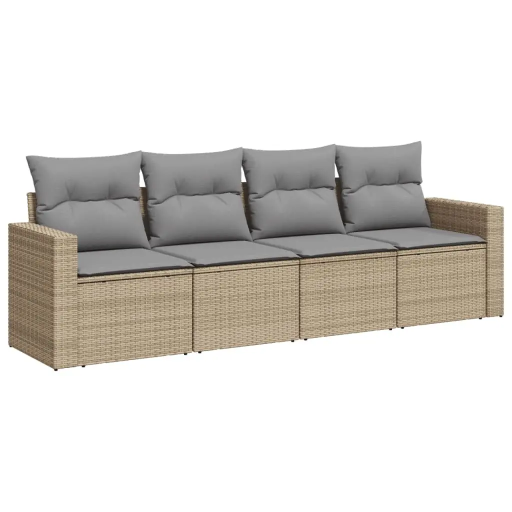 4 Piece Beige Outdoor Garden Sofa Set