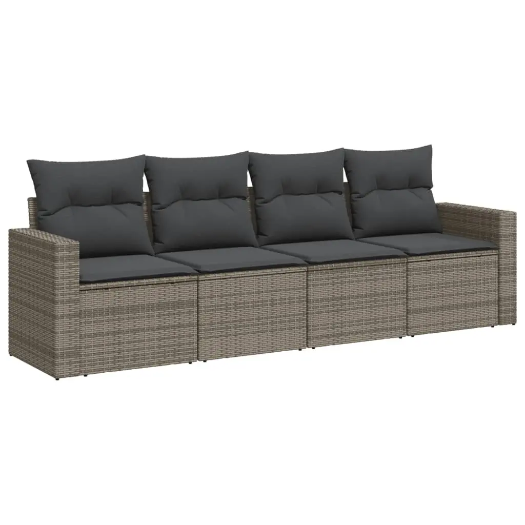 4 Piece Grey Garden Sofa Set with Cushions