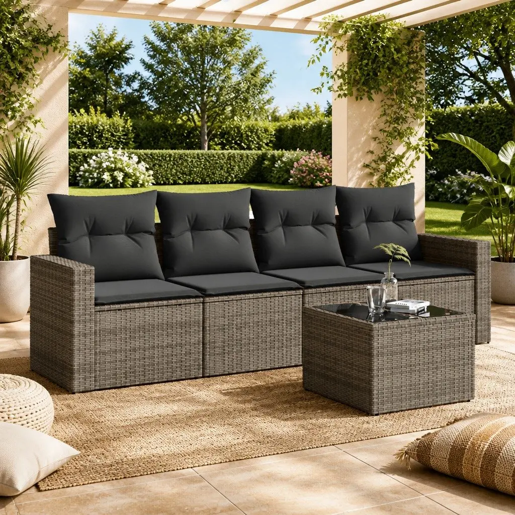 5 Piece Garden Sofa Set with Storage Cushions