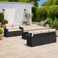 Premium 6-Piece Black Rattan Outdoor Sectional Sofa Set