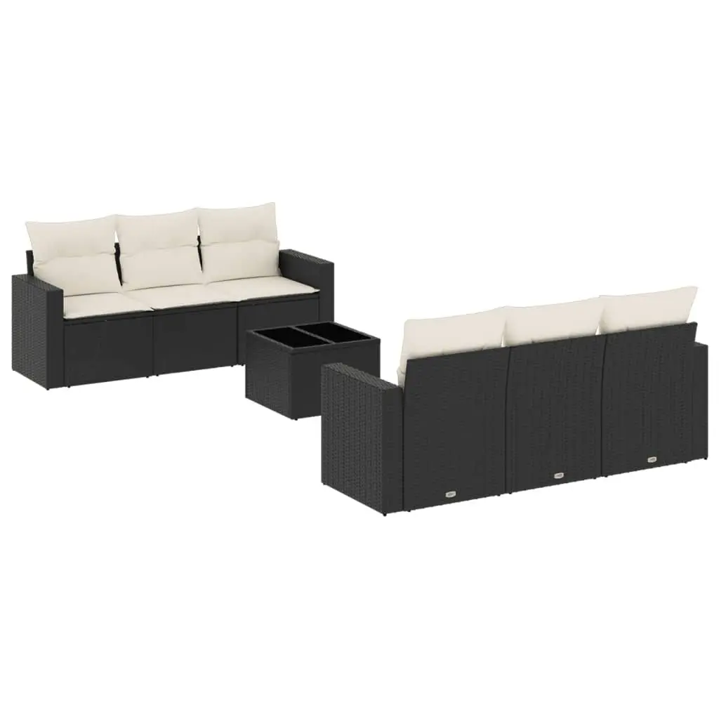 Outdoor Sectional Sofa Set PE Poly Rattan 7 Piece Black