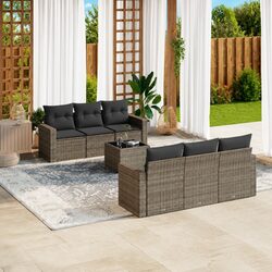 Grey 7 Piece Outdoor Sectional Sofa Set with Cushions