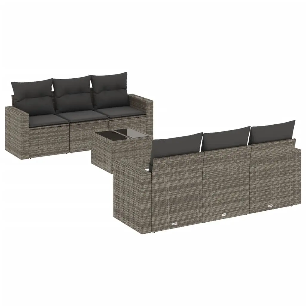 Grey 7 Piece Outdoor Sectional Sofa Set with Cushions