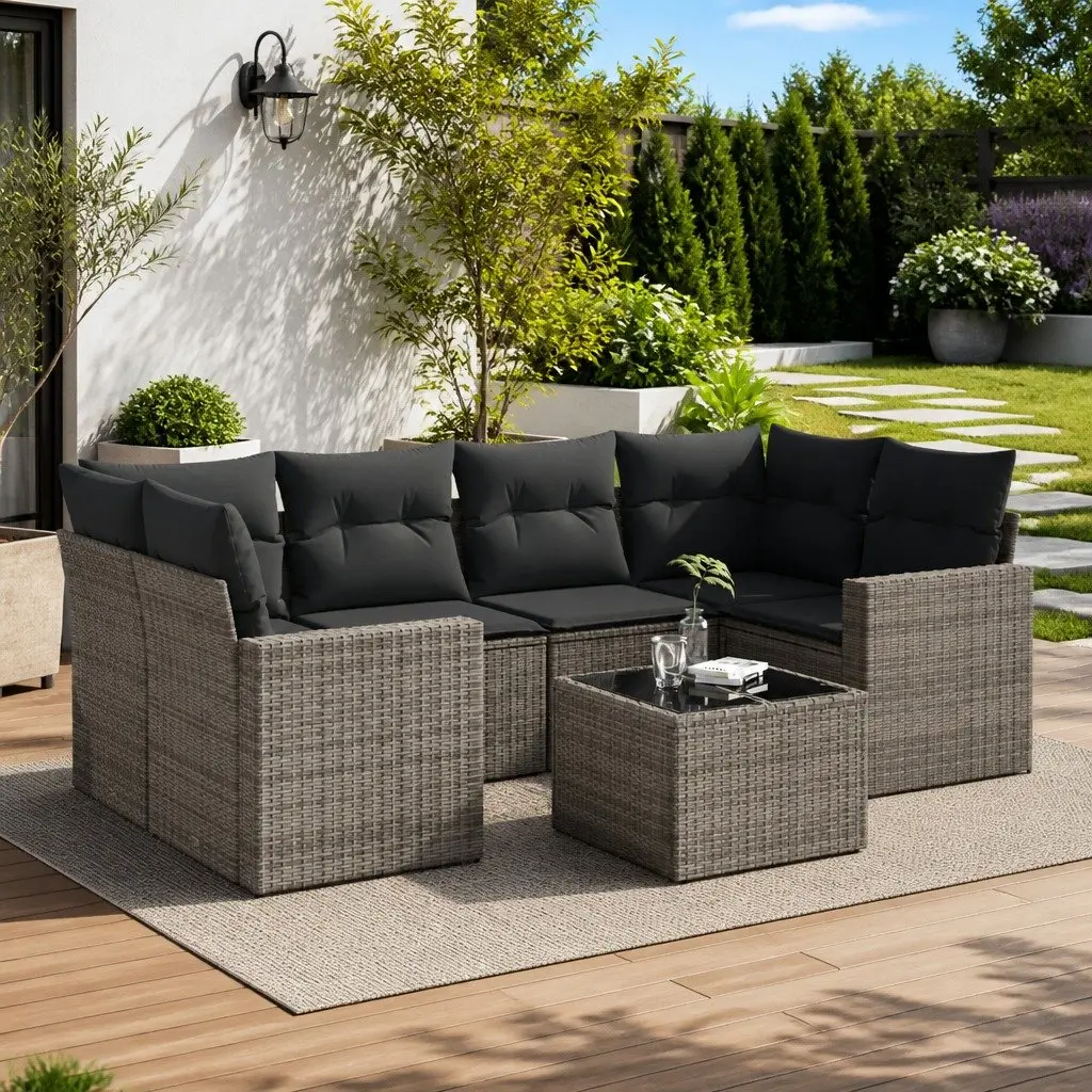 Grey 7 Piece Outdoor Sofa Set with Storage