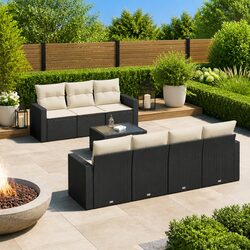 Durable 8 Piece Outdoor Sectional Sofa Set in Black