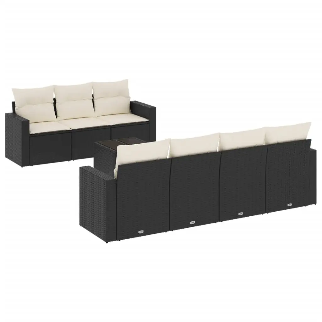 8 Piece Outdoor Sectional Sofa Set in Black