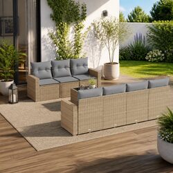 Durable 8 Piece Beige Outdoor Sectional Sofa Set