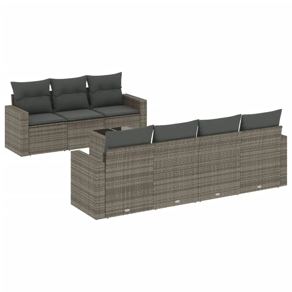 8 Piece Grey Poly Rattan Garden Sofa Set
