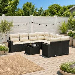 Premium 9 Piece Outdoor Sofa Set with Cushions Storage