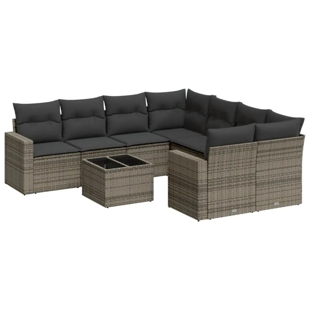 9 Piece Grey Modular Outdoor Sectional Sofa Set