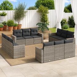 Premium 12 Piece Outdoor Garden Sofa Set in Grey Rattan