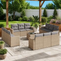 Stylish Outdoor Sectional Sofa Set 13 Piece in Beige