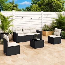 Premium 6 Piece Modular Garden Sofa Set in Black Rattan
