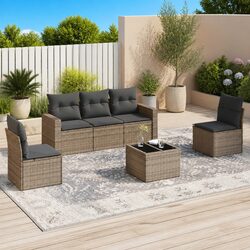 Grey Poly Rattan 6 Piece Outdoor Sofa Set for Gardens