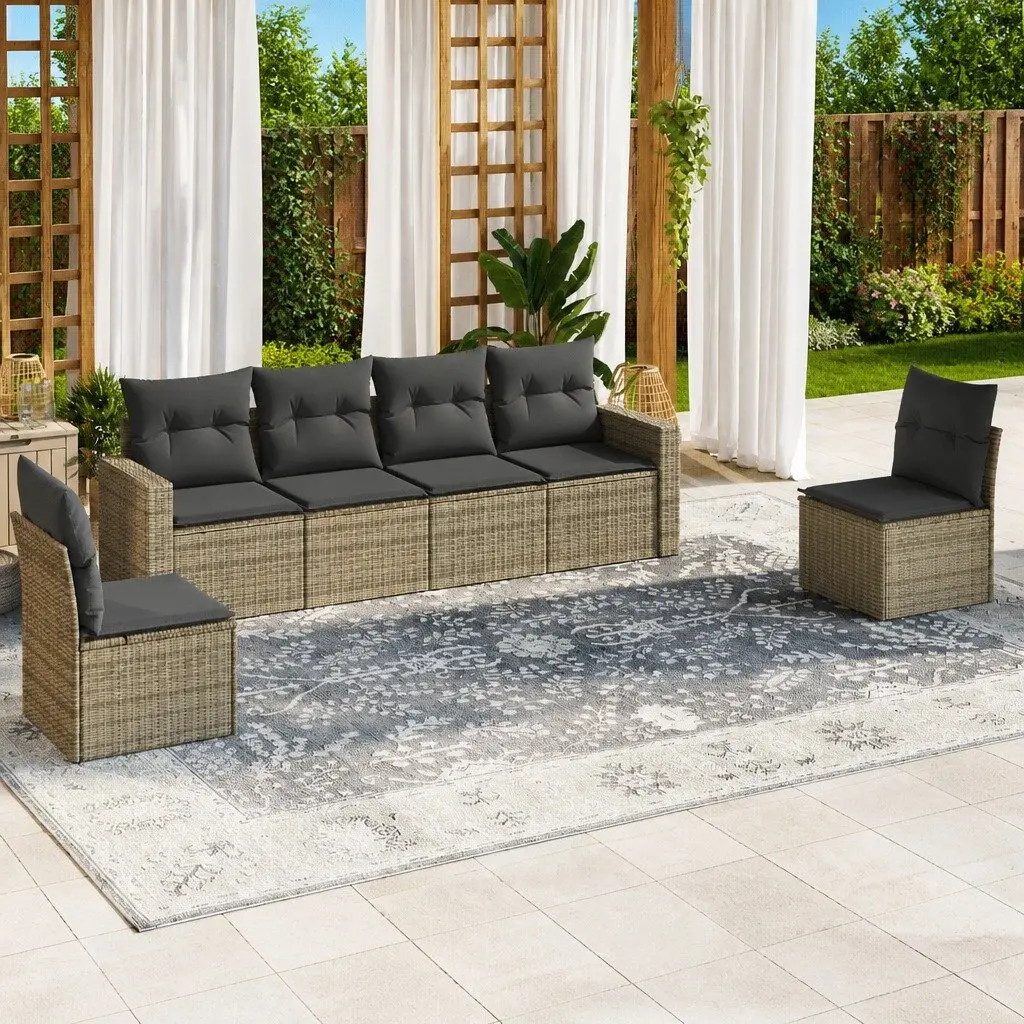 6 Piece Grey Outdoor Sectional Sofa Set