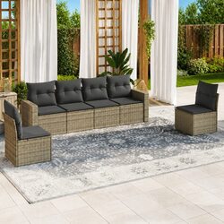 Durable 6 Piece Grey Outdoor Sectional Sofa Set