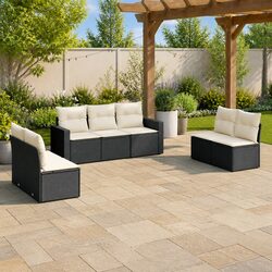 Premium 7 Piece Outdoor Sectional Sofa Set in Black