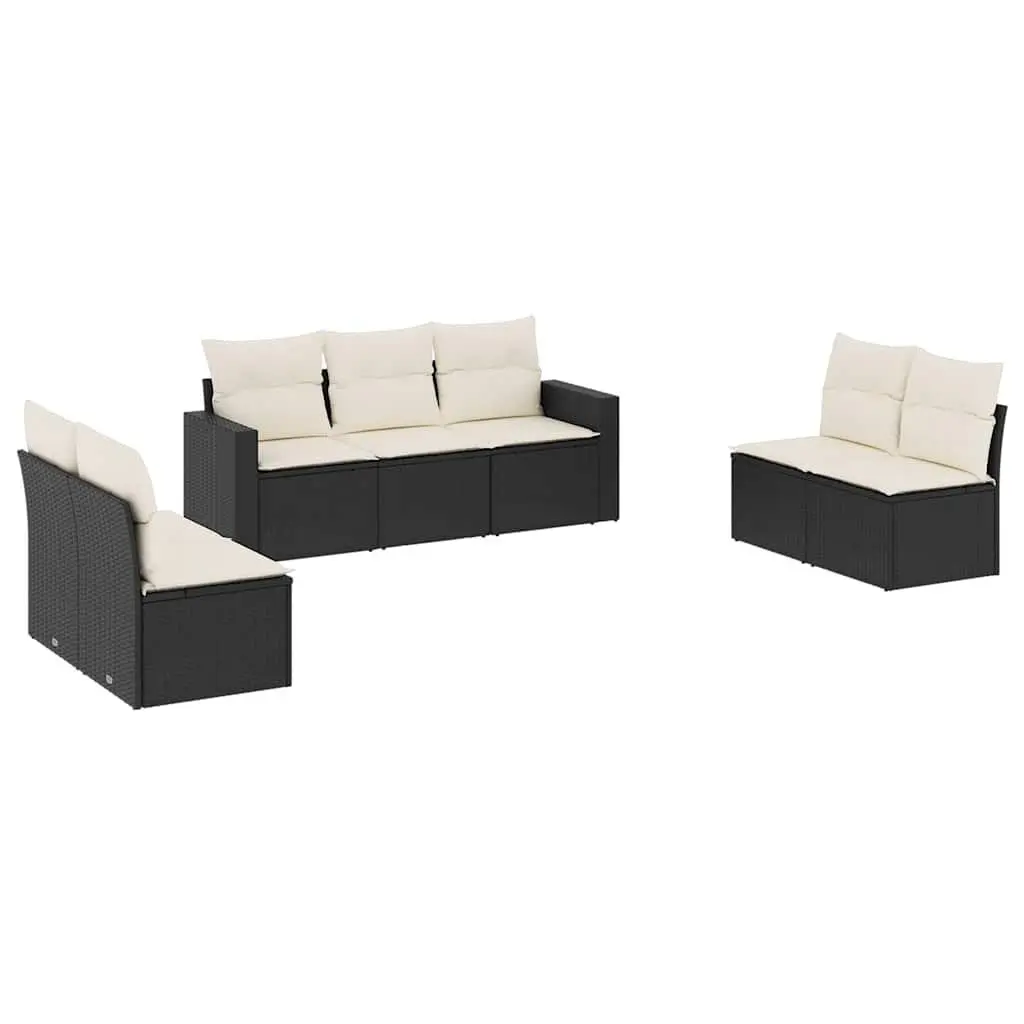 7 Piece Outdoor Sectional Sofa Set in Black
