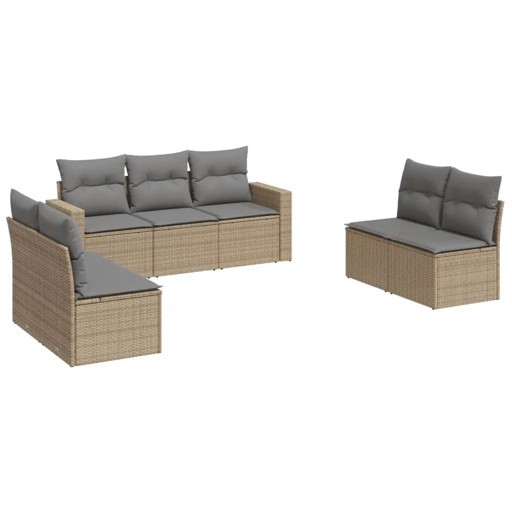 7 Piece Modular Garden Sofa Set in Beige