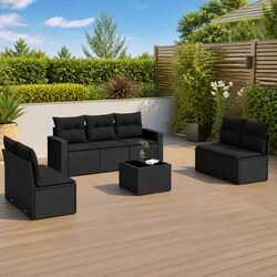 Premium Outdoor 8-Piece Sectional Sofa Set in Black