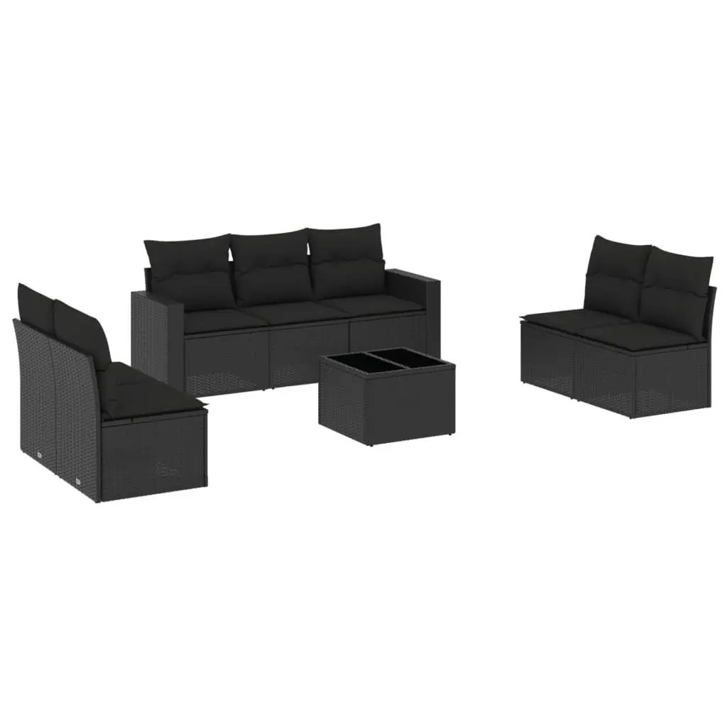 Outdoor 8-Piece Sectional Sofa Set in Black