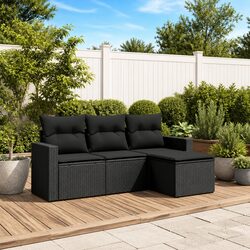 Premium 4 Piece Outdoor Sectional Sofa Set in Black