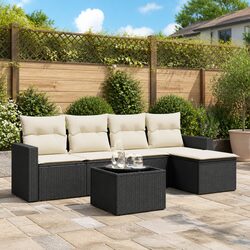 Black Modular Outdoor Sectional Sofa Set - 6 Pieces