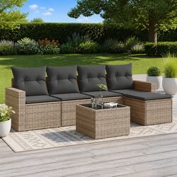 Stylish 6-Piece Grey Outdoor Sectional Sofa Set
