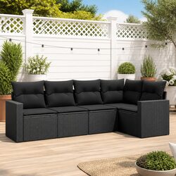 5-Piece Modular Outdoor Sofa Set in Black Rattan