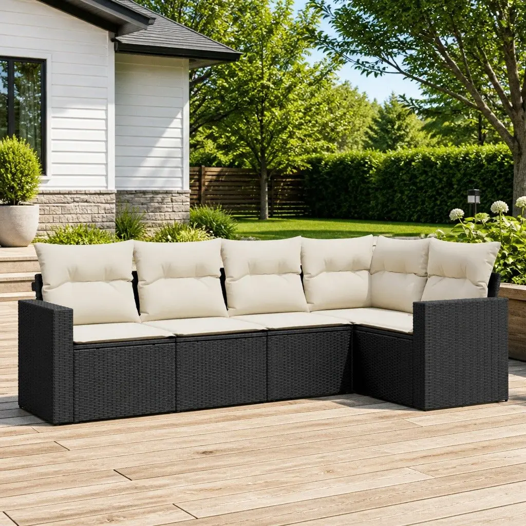 5-Piece Outdoor Sectional Sofa Set in Black