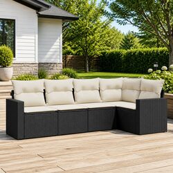 Sturdy 5-Piece Outdoor Sectional Sofa Set in Black