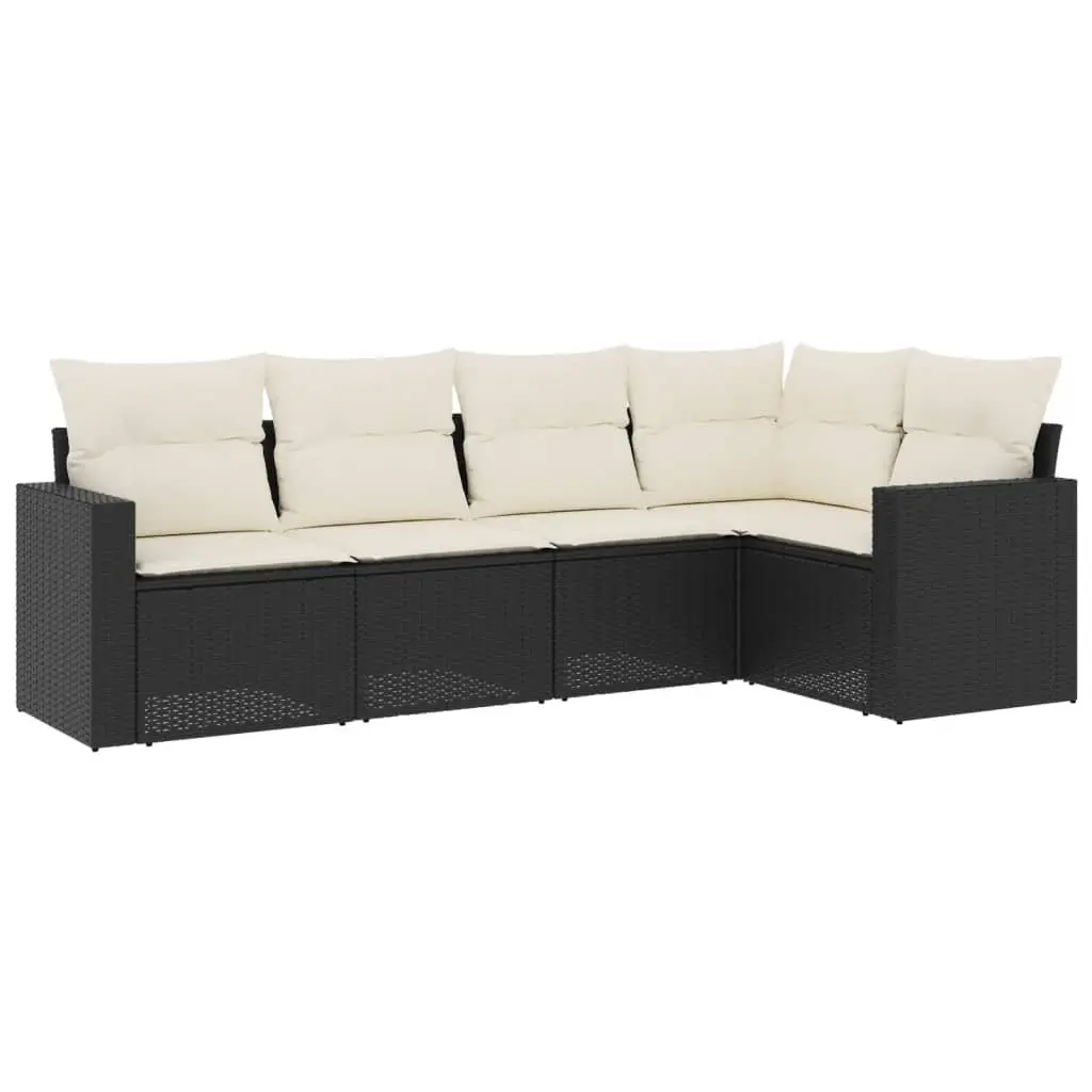5-Piece Outdoor Sectional Sofa Set in Black