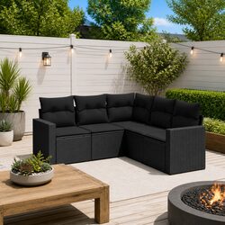 5-Piece Modular Black Outdoor Sectional Sofa Set