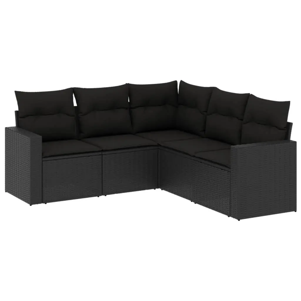 5-Piece Modular Black Outdoor Sectional Sofa Set