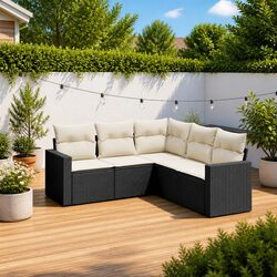 Premium 5 Piece Outdoor Garden Sofa Set in Black