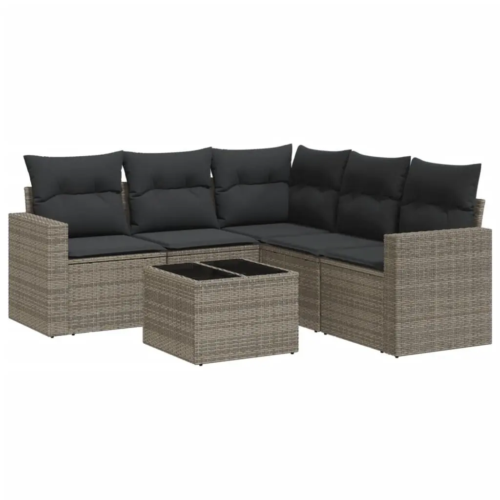 Grey Modular Outdoor Sofa Set with Storage, 6 Pieces