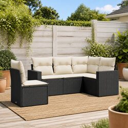 5-Piece Modular Outdoor Sofa Set in Black Rattan