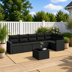 7-Piece Black Outdoor Sectional Sofa Set for Your Garden