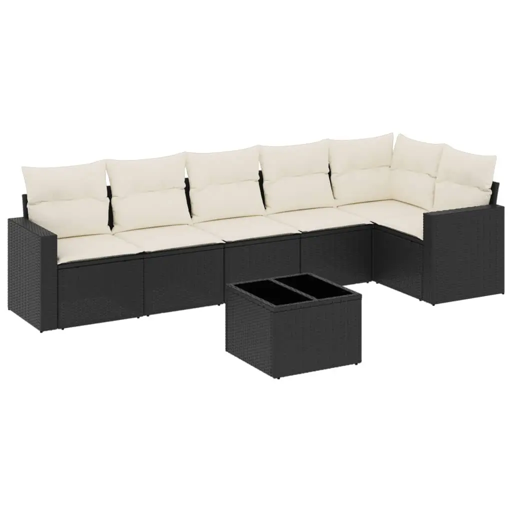 7-Piece Black Modular Outdoor Sofa Set for Relaxation