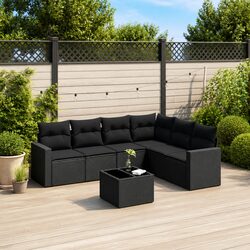 Premium 7-Piece Outdoor Sectional Sofa Set in Black